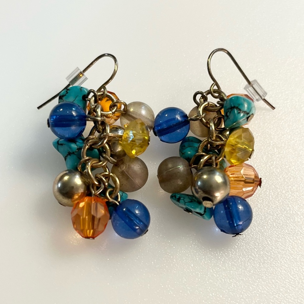 Artisan Handmade Dangle Turquoise Chip
Boho Beaded Chandelier Drop Earrings